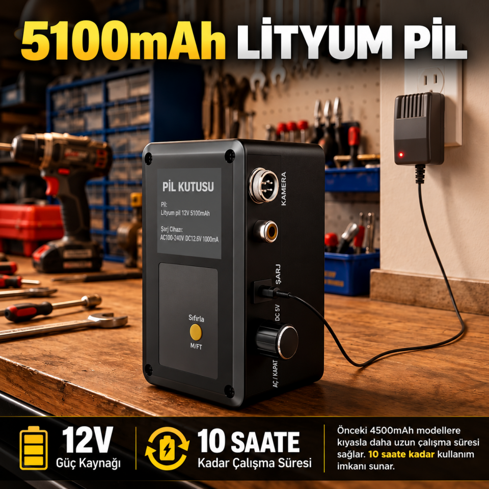 KMT-4040 (Full Set) Profesyonel 40 Metre Kanal Görüntüleme Kamerası – 9 İnç IPS Ekran, Metraj Sayacı ve Ekran Kaydı ve Baca Görüntüleme Kamerası