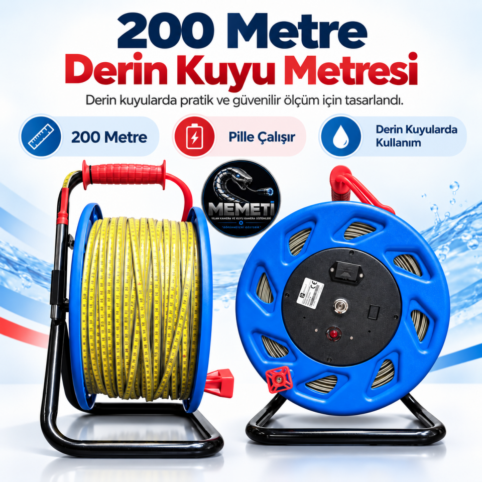 KMT-K200 Derin Kuyu Su Seviyesi Ölçer 200 Metre Profesyonel Düdük Metre
