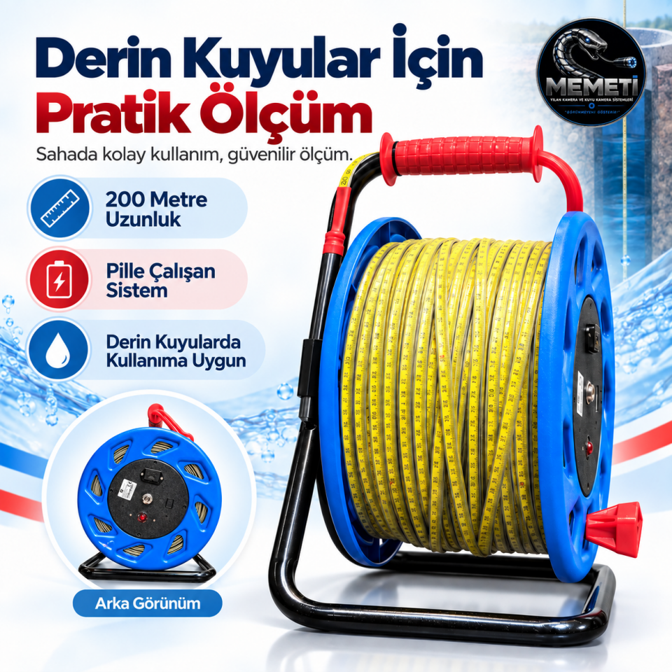 KMT-K200 Derin Kuyu Su Seviyesi Ölçer 200 Metre Profesyonel Düdük Metre