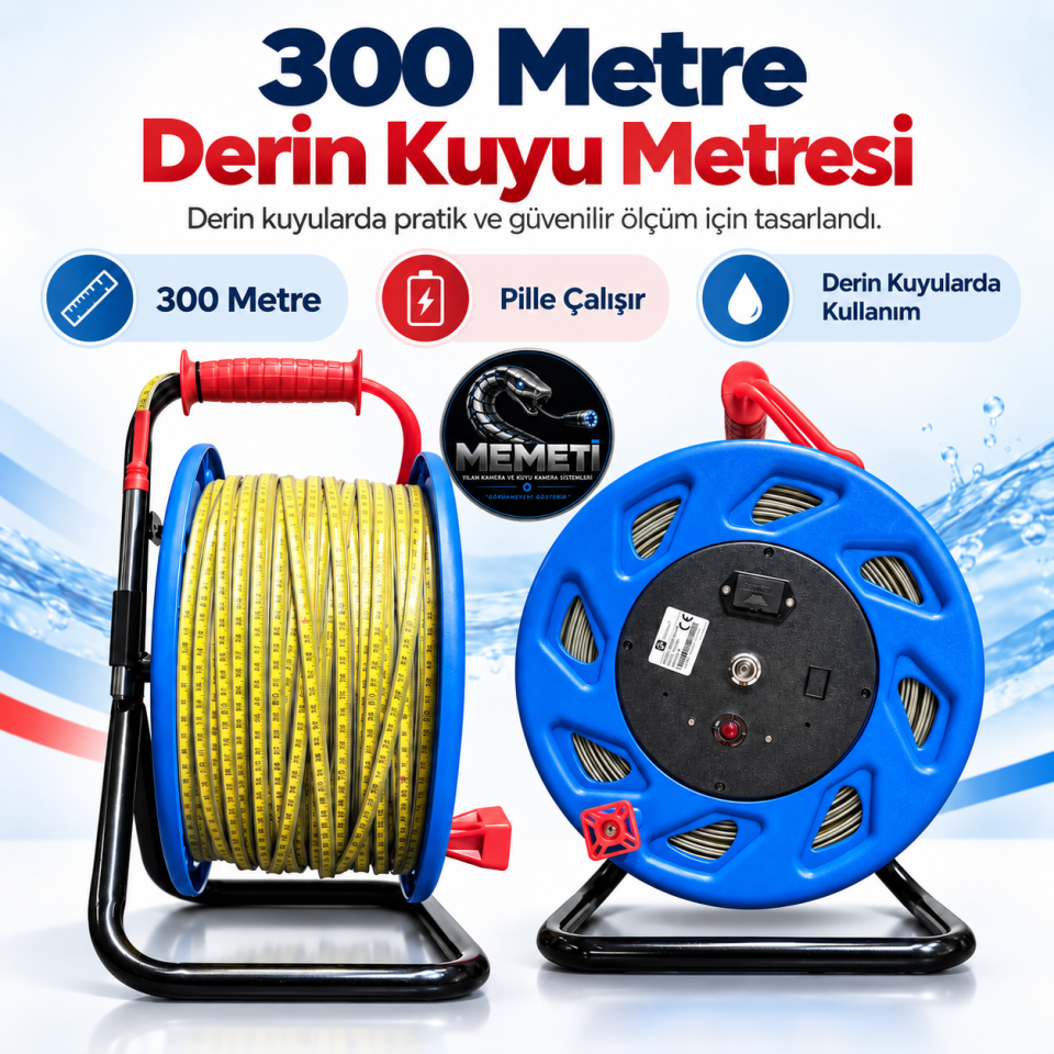 KMT-K300 Derin Kuyu Su Seviyesi Ölçer 300 Metre Profesyonel Düdük Metre