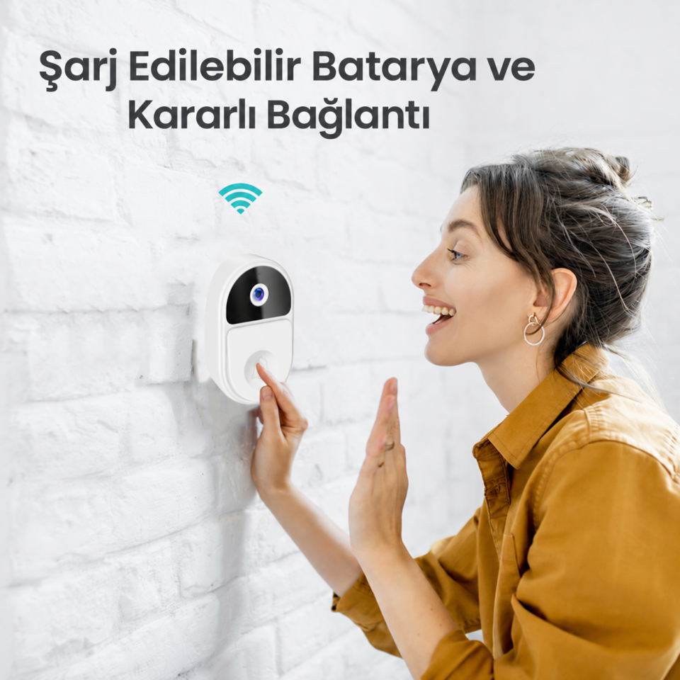 KMT-EV Wi-Fi Görüntülü Akıllı Kapı Zili Kamera – Telefon Kontrollü Ev Güvenlik Kamerası