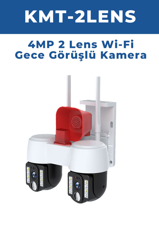 KMT-2LENS 4MP Dual Lens WiFi PTZ Kamera 10X Zoom Gece Görüşlü