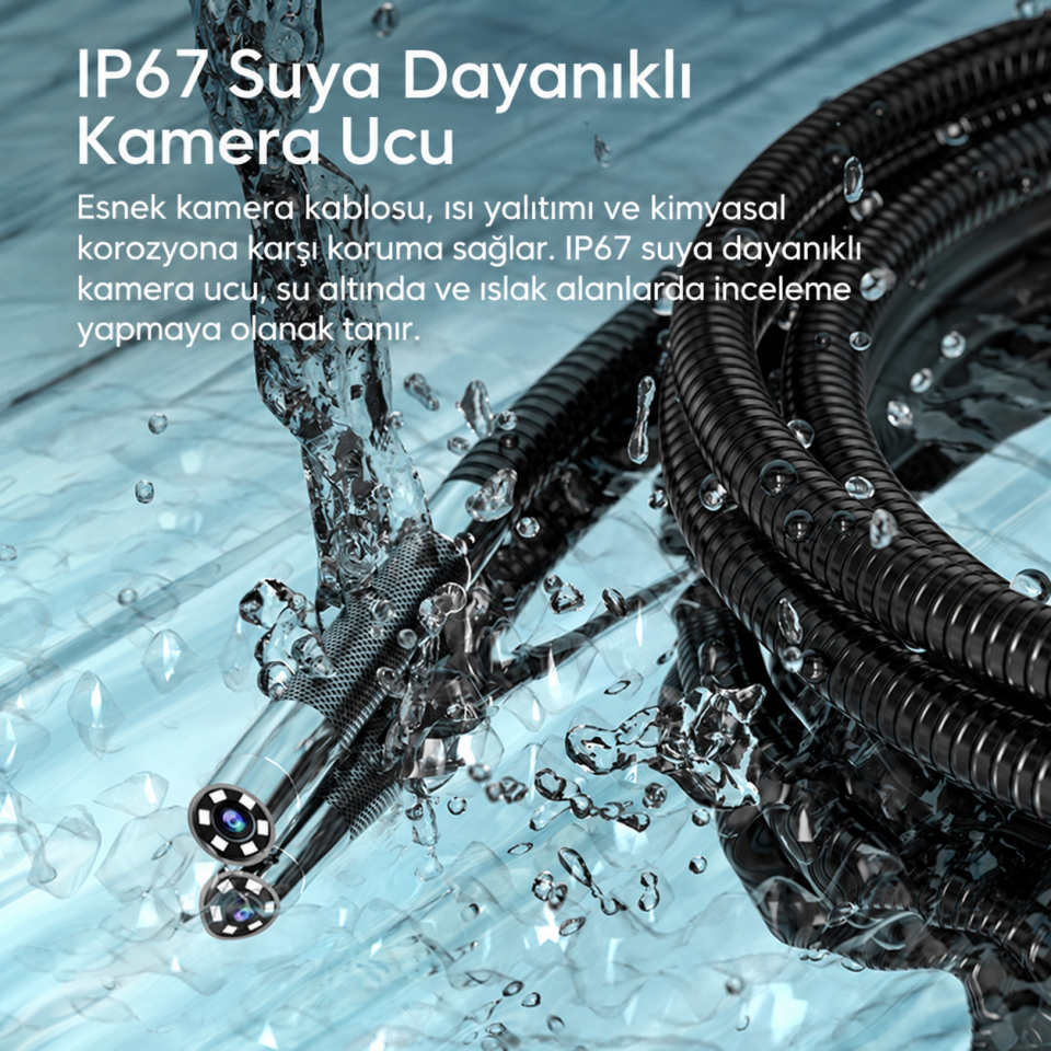 KMT-EKJOYSTICK2 Joystickli Yönlendirmeli Endoskop Kamera Ekranlı 1 Metre Esnek Yılan Kamera Tesisat Motor Kontrol