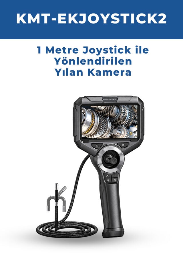 KMT-EKJOYSTICK2 Joystickli Yönlendirmeli Endoskop Kamera Ekranlı 1 Metre Esnek Yılan Kamera Tesisat Motor Kontrol